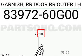 Suzuki 8397260G00 GARNISH, RR DOOR RR OUTER LH