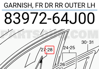 Suzuki 8397264J00 GARNISH, FR DR RR OUTER LH