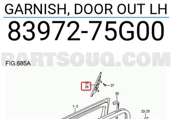 Suzuki 8397275G00 GARNISH, DOOR OUT LH