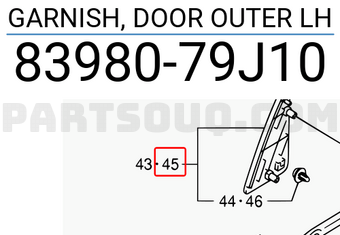Suzuki 8398079J10 GARNISH, DOOR OUTER LH