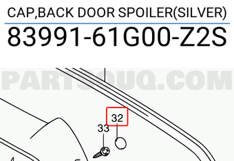 Suzuki 8399161G00Z2S CAP,BACK DOOR SPOILER(SILVER)