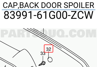 Suzuki 8399161G00ZCW CAP,BACK DOOR SPOILER