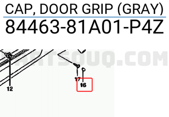 Suzuki 8446381A01P4Z CAP, DOOR GRIP (GRAY)