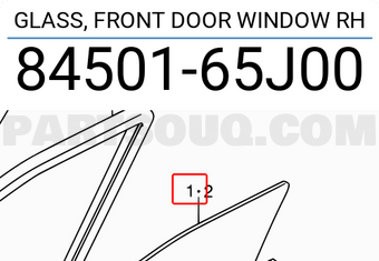 Suzuki 8450165J00 GLASS, FRONT DOOR WINDOW RH