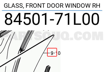 Suzuki 8450171L00 GLASS, FRONT DOOR WINDOW RH