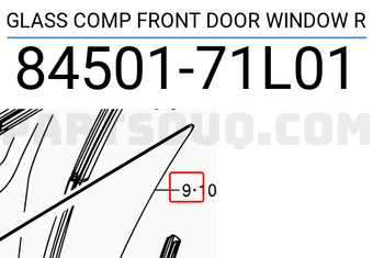 Suzuki 8450171L01 GLASS COMP FRONT DOOR WINDOW R