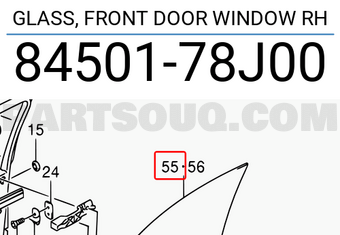 Suzuki 8450178J00 GLASS, FRONT DOOR WINDOW RH
