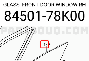 Suzuki 8450178K00 GLASS, FRONT DOOR WINDOW RH