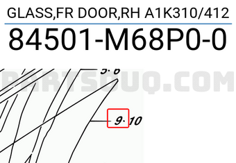 Suzuki 84501M68P00 GLASS,FR DOOR,RH A1K310/412