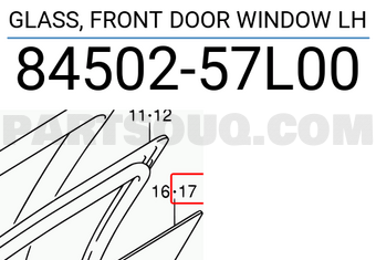 Suzuki 8450257L00 GLASS, FRONT DOOR WINDOW LH