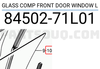 Suzuki 8450271L01 GLASS COMP FRONT DOOR WINDOW L