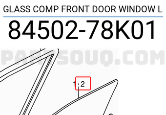 Suzuki 8450278K01 GLASS COMP FRONT DOOR WINDOW L