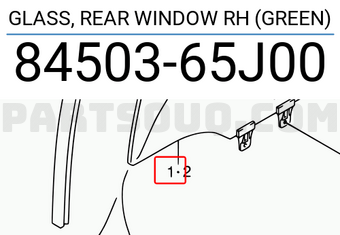 Suzuki 8450365J00 GLASS, REAR WINDOW RH (GREEN)