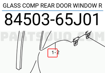 Suzuki 8450365J01 GLASS COMP REAR DOOR WINDOW R