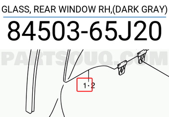 Suzuki 8450365J20 GLASS, REAR WINDOW RH,(DARK GRAY)