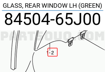 Suzuki 8450465J00 GLASS, REAR WINDOW LH (GREEN)