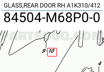 Suzuki 84504M68P00 GLASS,REAR DOOR RH A1K310/412