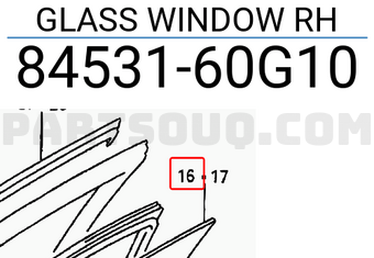 Suzuki 8453160G10 GLASS WINDOW RH