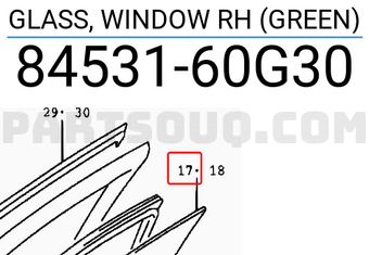 Suzuki 8453160G30 GLASS, WINDOW RH (GREEN)