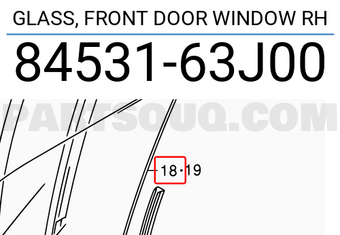Suzuki 8453163J00 GLASS, FRONT DOOR WINDOW RH