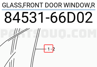 Suzuki 8453166D02 GLASS,FRONT DOOR WINDOW,R