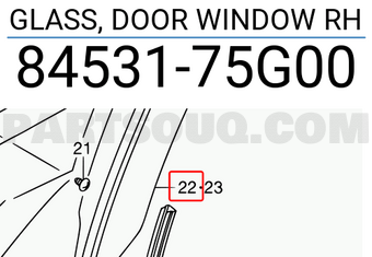 Suzuki 8453175G00 GLASS, DOOR WINDOW RH
