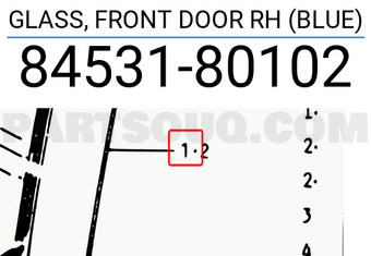 Suzuki 8453180102 GLASS, FRONT DOOR RH (BLUE)