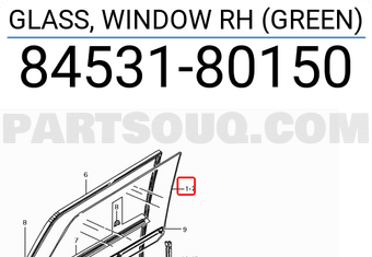 Suzuki 8453180150 GLASS, WINDOW RH (GREEN)