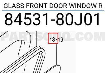 Suzuki 8453180J01 GLASS FRONT DOOR WINDOW R
