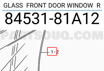 Suzuki 8453181A12 GLASS FRONT DOOR WINDOW R