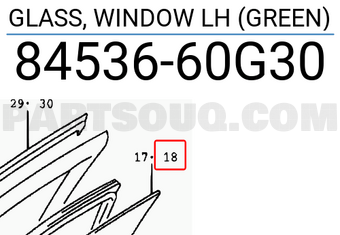 Suzuki 8453660G30 GLASS, WINDOW LH (GREEN)