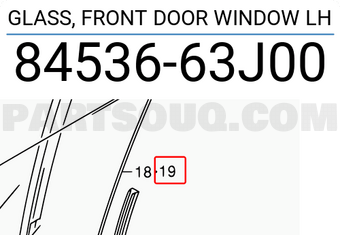 Suzuki 8453663J00 GLASS, FRONT DOOR WINDOW LH