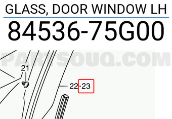 Suzuki 8453675G00 GLASS, DOOR WINDOW LH