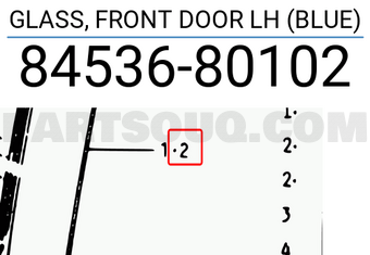 Suzuki 8453680102 GLASS, FRONT DOOR LH (BLUE)