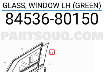 Suzuki 8453680150 GLASS, WINDOW LH (GREEN)