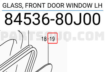 Suzuki 8453680J00 GLASS, FRONT DOOR WINDOW LH