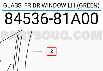 Suzuki 8453681A00 GLASS, FR DR WINDOW LH (GREEN)