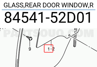 Suzuki 8454152D01 GLASS,REAR DOOR WINDOW,R