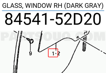 Suzuki 8454152D20 GLASS, WINDOW RH (DARK GRAY)
