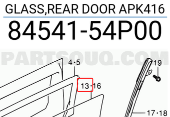 Suzuki 8454154P00 GLASS,REAR DOOR APK416