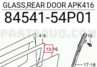Suzuki 8454154P01 GLASS,REAR DOOR APK416