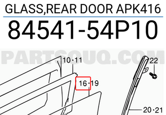 Suzuki 8454154P10 GLASS,REAR DOOR APK416