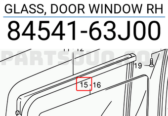 Suzuki 8454163J00 GLASS, DOOR WINDOW RH