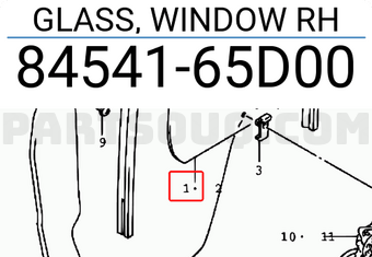 Suzuki 8454165D00 GLASS, WINDOW RH
