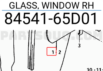 Suzuki 8454165D01 GLASS, WINDOW RH