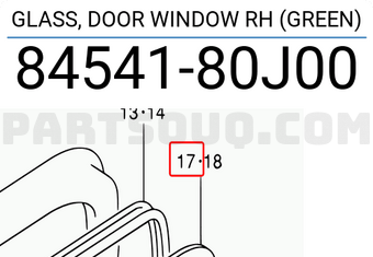 Suzuki 8454180J00 GLASS, DOOR WINDOW RH (GREEN)