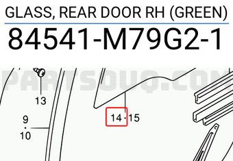 Suzuki 84541M79G21 GLASS, REAR DOOR RH (GREEN)