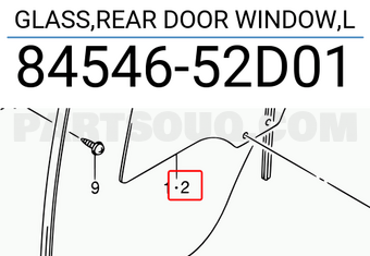 Suzuki 8454652D01 GLASS,REAR DOOR WINDOW,L