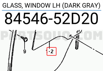 Suzuki 8454652D20 GLASS, WINDOW LH (DARK GRAY)