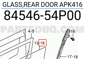 Suzuki 8454654P00 GLASS,REAR DOOR APK416